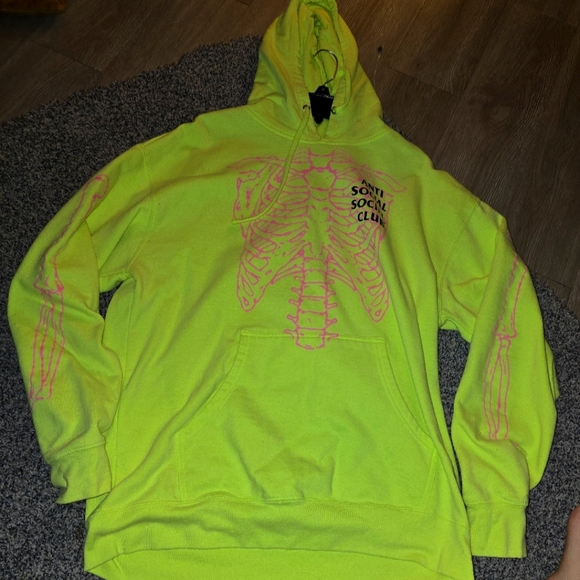 Neon Yellow Skeleton Hoodie by Anti Social Social Club
